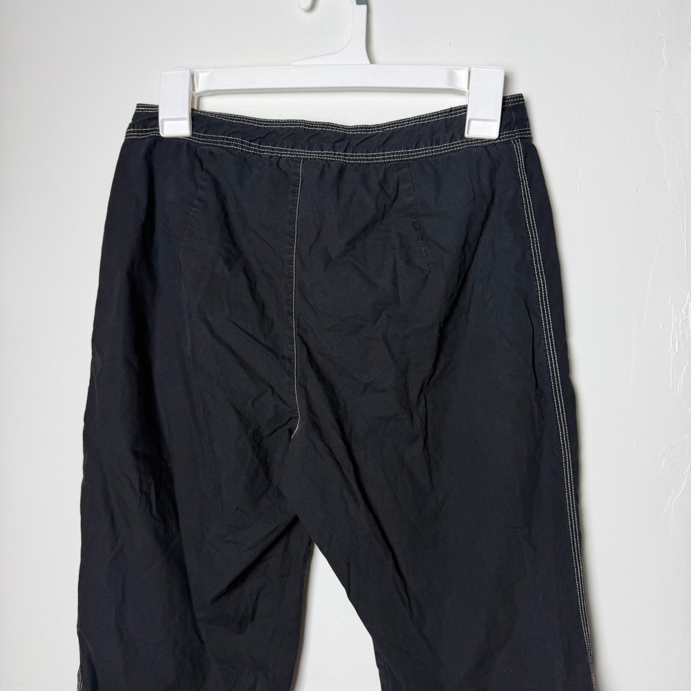 Faded Glory Baggy Cropped Black Lace Up Front Y2K Grunge Cotton Pants Size 4 - Picture 6 of 8